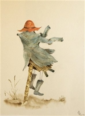 Vogelscheuche in abstrakter Form