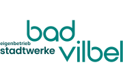 Logo der Stadtwerke Bad Vilbel - Eigenbetrieb, mit dem Schriftzug 'Bad Vilbel Eigenbetrieb Stadtwerke' in grüner Schrift
