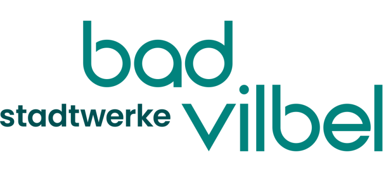 Logo der Stadtwerke Bad Vilbel, mit dem Schriftzug 'Stadtwerke Bad Vilbel' in grüner Schrift
